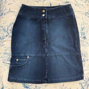 Tempo Blue Corduroy Mini Skirt with Zip Pockets Button Front Size 38